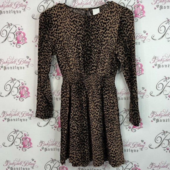 H&M Dresses & Skirts - H&M dress ruffle hem cheetah animal print Brown Leopard Print Dress keyhole